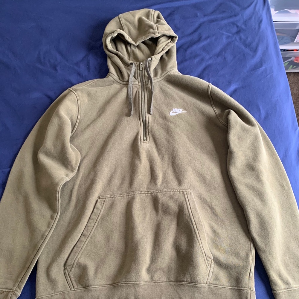 Nike olive green 1/4 zip hoodie